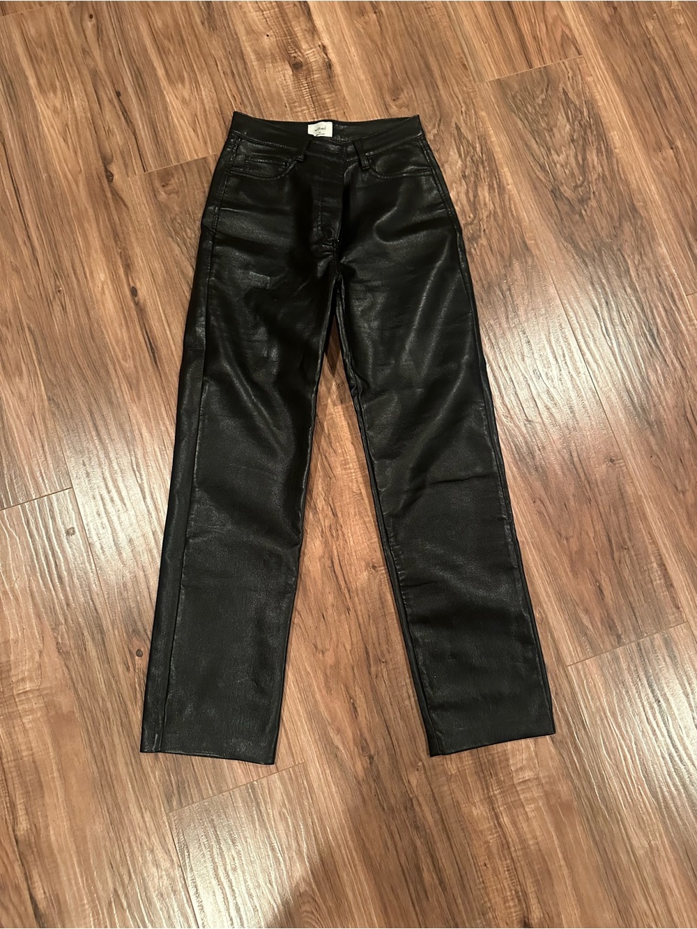 Wilfred Straight-Leg Black Faux Leather Pants